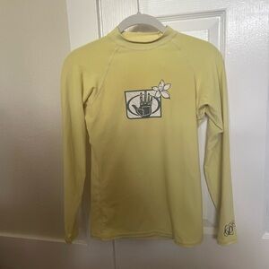 Body Glove Light Yellow Rash Guard with Floral Design